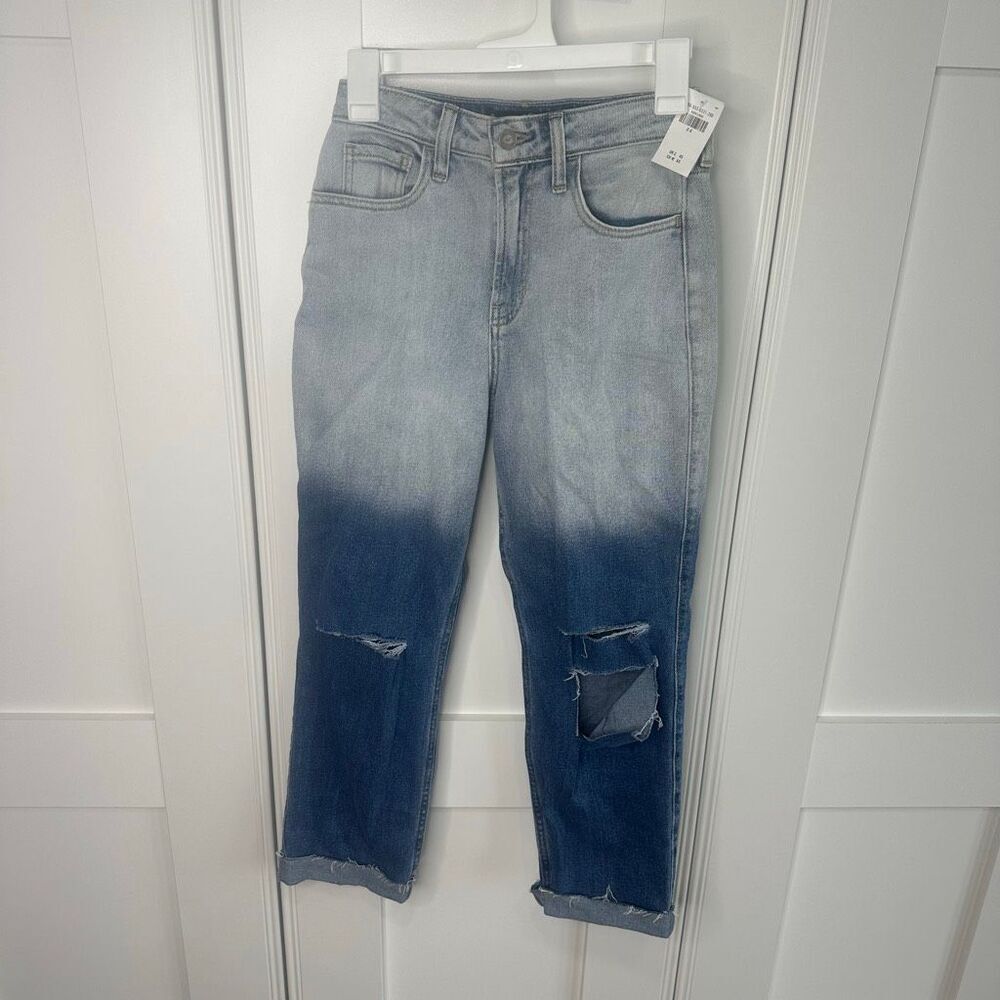 NWT Hollister Size 0 Ultra High-Rise Vintage Straight Ombré Faded Denim Jeans St